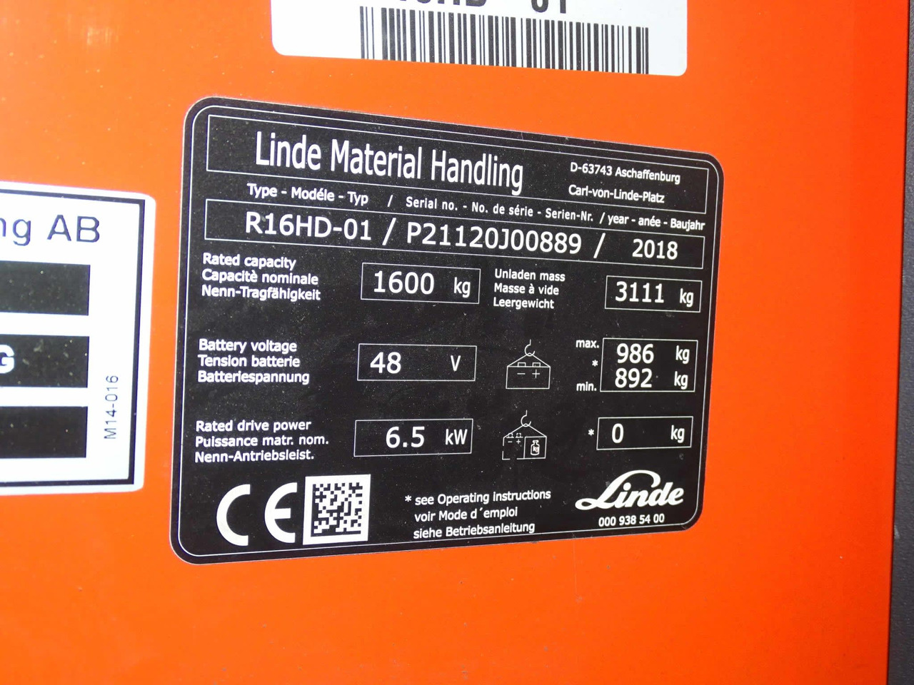 Linde R16HD-01 - Retrak: obrázek 2 Linde R16HD-01 - Retrak: obrázek 2