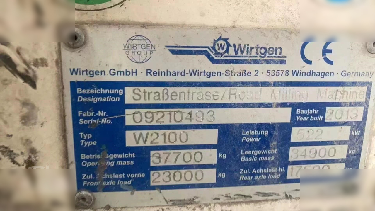 2013 WIRTGEN W2100 - Silniční fréza: obrázek 3 2013 WIRTGEN W2100 - Silniční fréza: obrázek 3