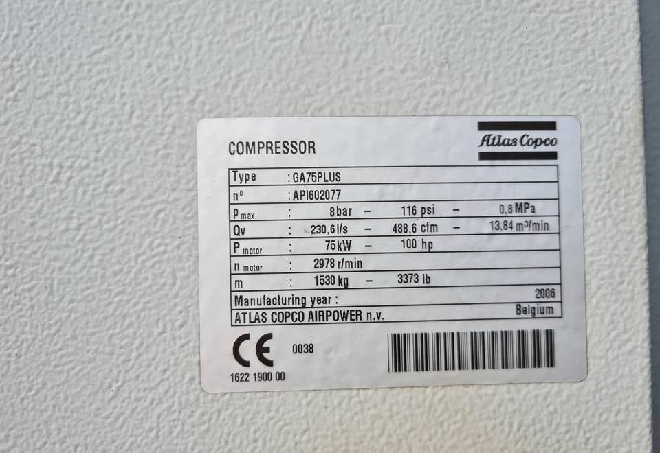 Kompresor śrubowy ATLAS COPCO GA 75 + - Mobilní kompresor: obrázek 5 Kompresor śrubowy ATLAS COPCO GA 75 + - Mobilní kompresor: obrázek 5
