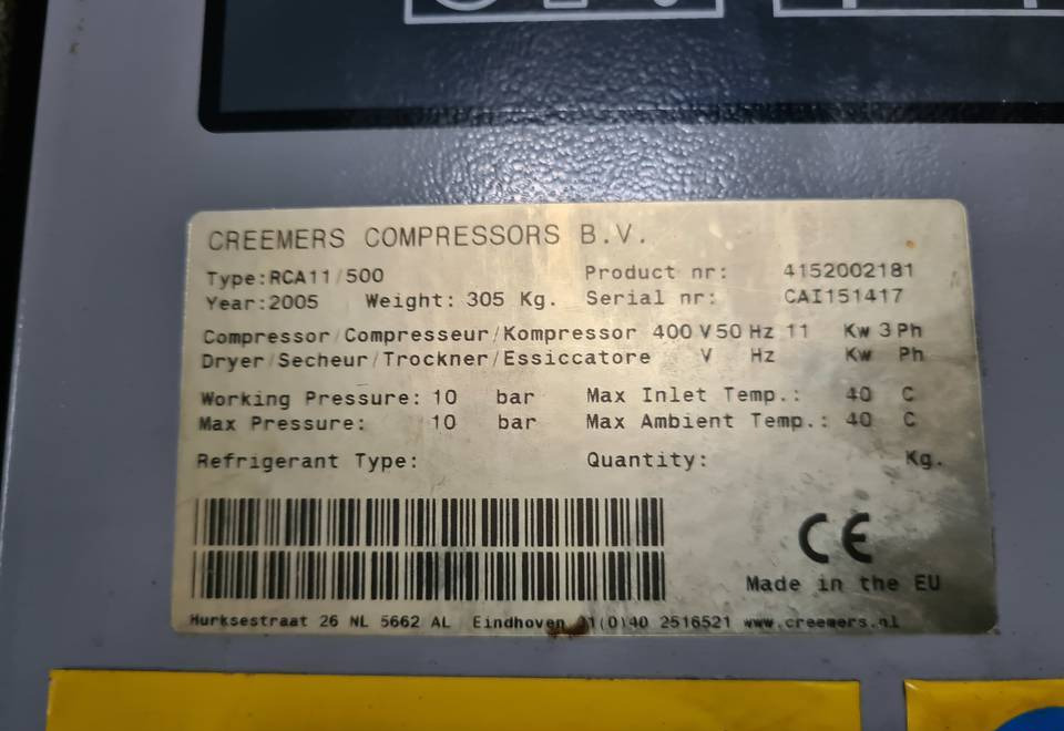 Kompresor śrubowy CREEMERS RCA 11 - Mobilní kompresor: obrázek 1 Kompresor śrubowy CREEMERS RCA 11 - Mobilní kompresor: obrázek 1