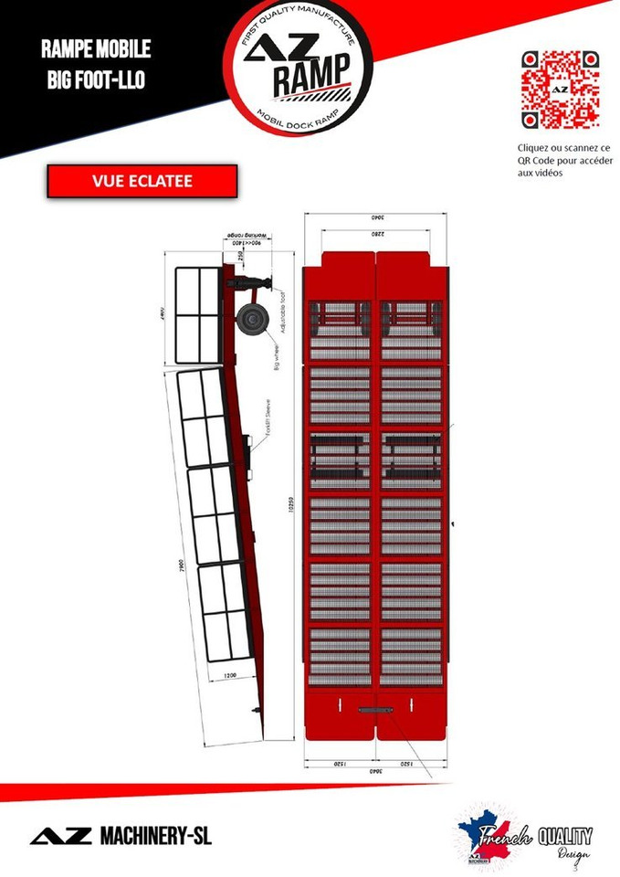 Large Mobile dock ramp, uncouplable AZ RAMP - KING VERSION, BIG FOOT L20 T-INOX - Nájezdová rampa: obrázek 5 Large Mobile dock ramp, uncouplable AZ RAMP - KING VERSION, BIG FOOT L20 T-INOX - Nájezdová rampa: obrázek 5