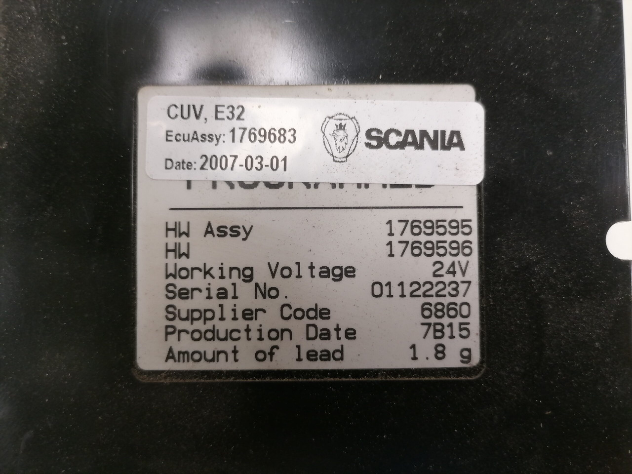 Scania Ecu, VIS 1769683 - Řídicí blok pro Nákladní auto: obrázek 4 Scania Ecu, VIS 1769683 - Řídicí blok pro Nákladní auto: obrázek 4