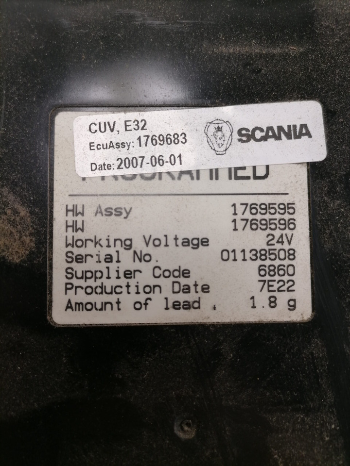 Scania Ecu, VIS 1769683 - Řídicí blok pro Nákladní auto: obrázek 5 Scania Ecu, VIS 1769683 - Řídicí blok pro Nákladní auto: obrázek 5