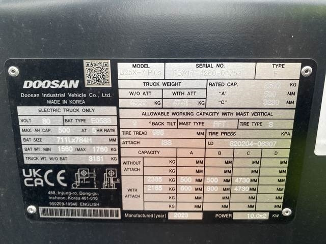 Doosan B25X-7 PLUS - Elektrický vysokozdvižný vozík: obrázek 5 Doosan B25X-7 PLUS - Elektrický vysokozdvižný vozík: obrázek 5
