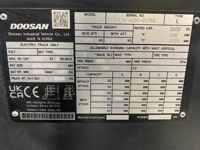 Doosan B30X-7 PLUS - Elektrický vysokozdvižný vozík: obrázek 5 Doosan B30X-7 PLUS - Elektrický vysokozdvižný vozík: obrázek 5
