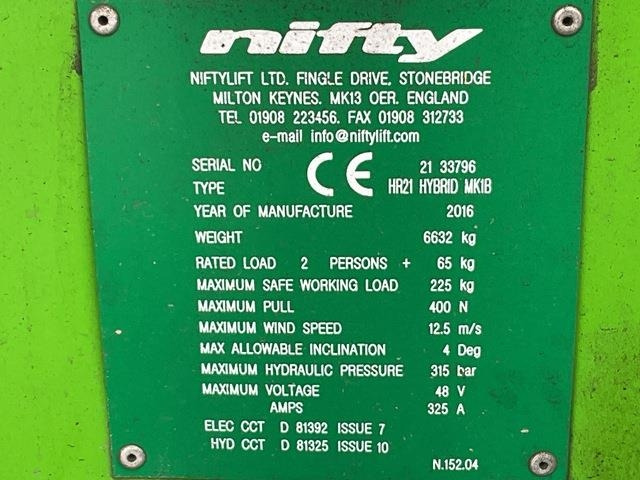 Niftylift HR21 - Kloubová plošina: obrázek 5 Niftylift HR21 - Kloubová plošina: obrázek 5