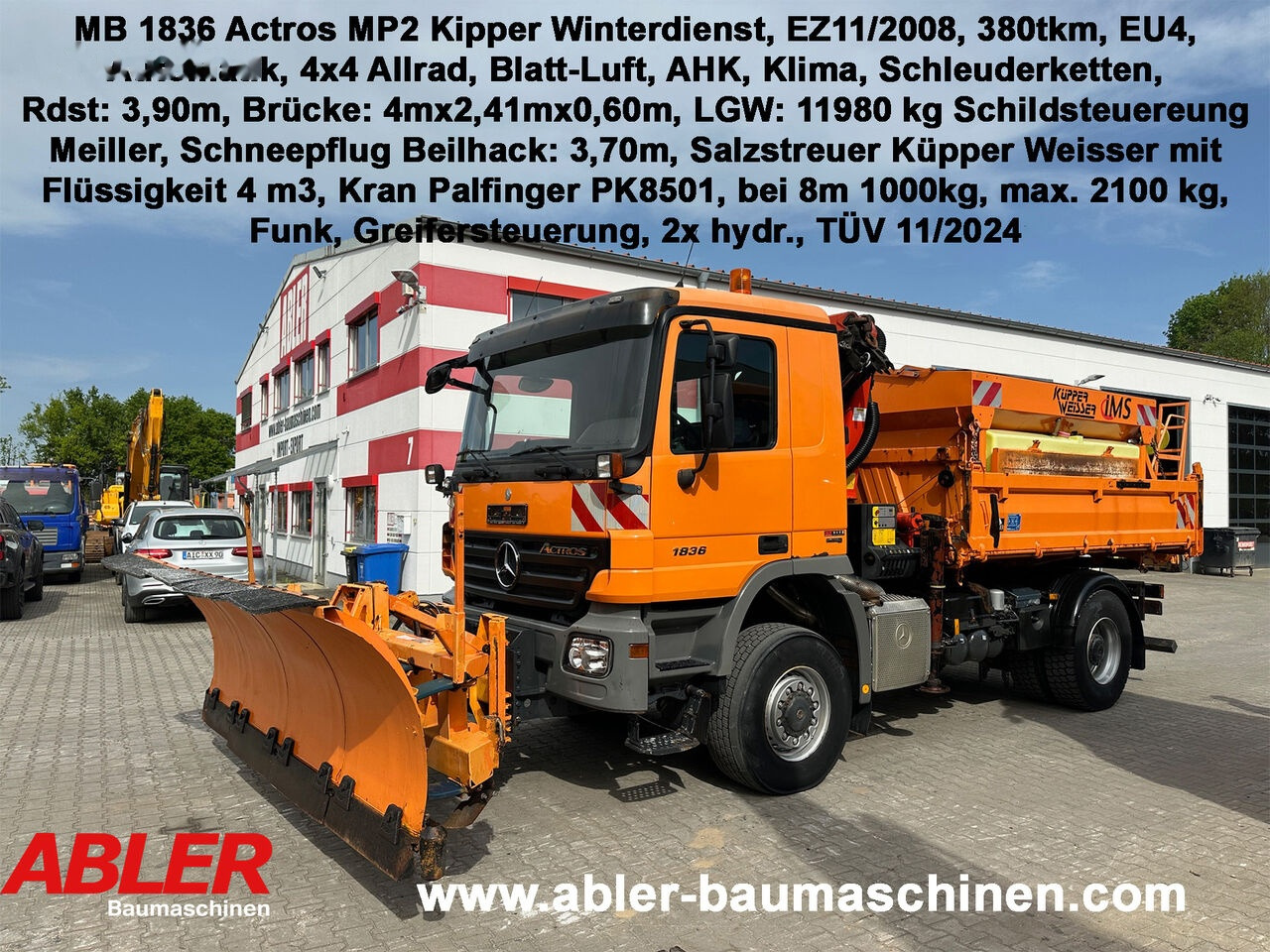 Komunální/ Speciální technika, Sklápěč Mercedes-Benz 1836 Actros MP2 Winterdienst Kipper + Kran Palfinger Klima 4x4: obrázek 1
