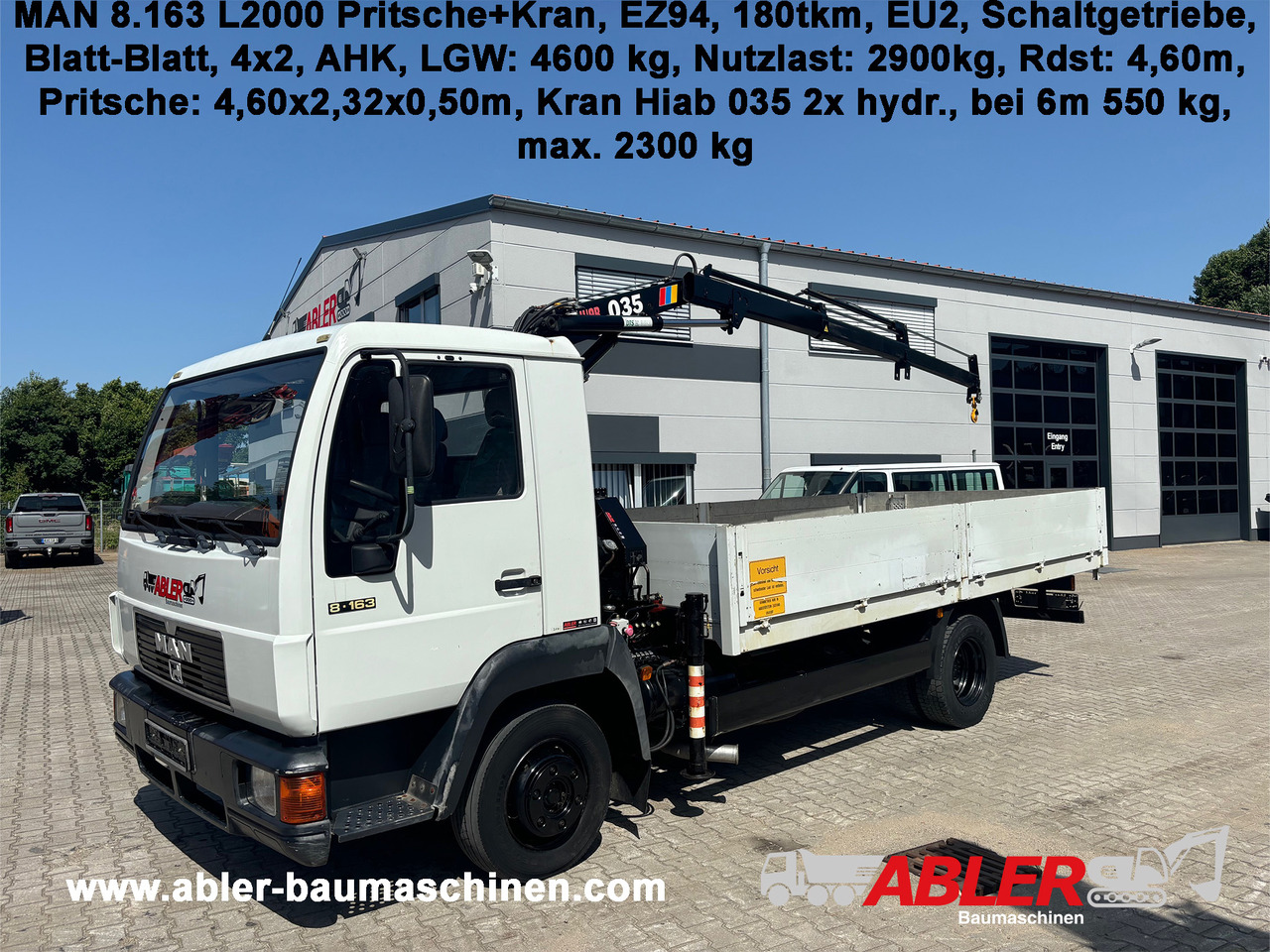 MAN 8.163 L2000 Pritsche+Kran Hiab 035 - Nákladní automobil valníkový/ Plošinový, Auto s hydraulickou rukou: obrázek 1 MAN 8.163 L2000 Pritsche+Kran Hiab 035 - Nákladní automobil valníkový/ Plošinový, Auto s hydraulickou rukou: obrázek 1