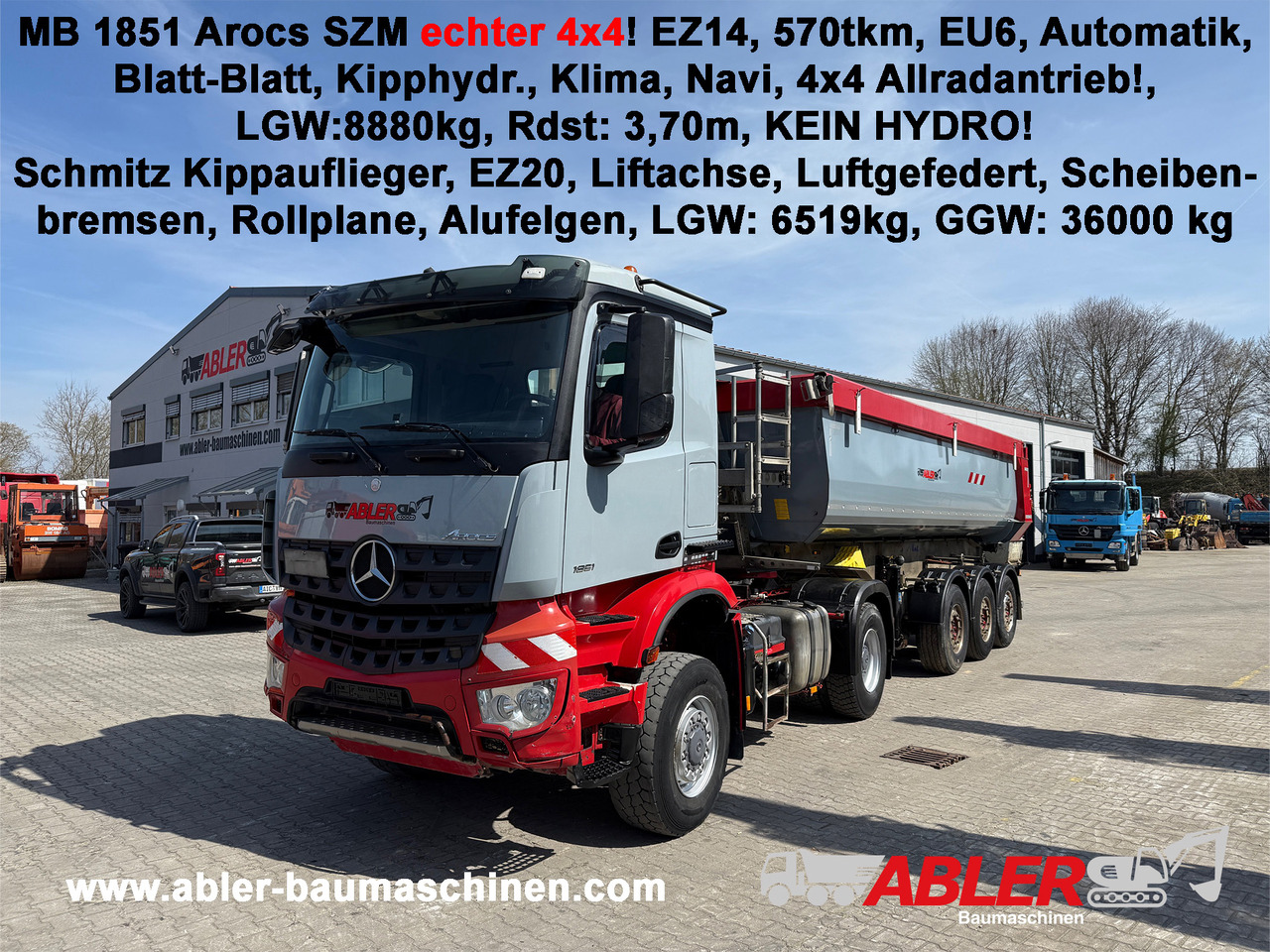 Mercedes-Benz 1851 Arocs ECHTER 4x4 mit Schmitz Kippauflieger - Sklápěč: obrázek 1 Mercedes-Benz 1851 Arocs ECHTER 4x4 mit Schmitz Kippauflieger - Sklápěč: obrázek 1