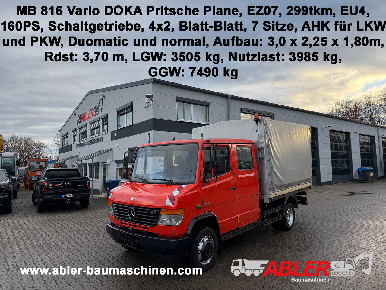Mercedes-Benz 816 Vario Doka Pritsche Plane 2x AHK - Plachtový nákladní auto: obrázek 1 Mercedes-Benz 816 Vario Doka Pritsche Plane 2x AHK - Plachtový nákladní auto: obrázek 1