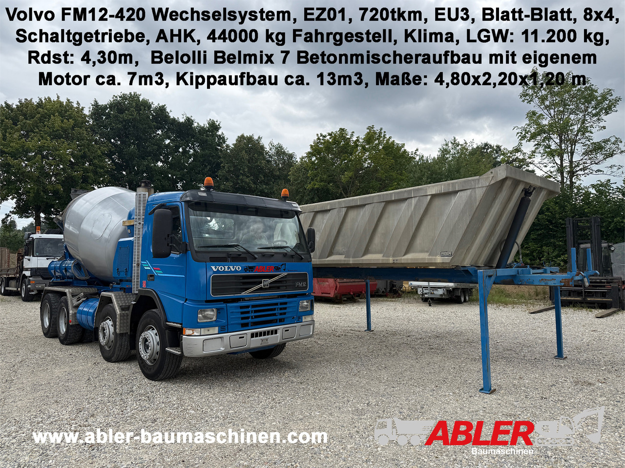Volvo FM 12 420 WECHSELSYSTEM Betonmischer + Kipper AHK Klima - Autodomíchávač: obrázek 1 Volvo FM 12 420 WECHSELSYSTEM Betonmischer + Kipper AHK Klima - Autodomíchávač: obrázek 1