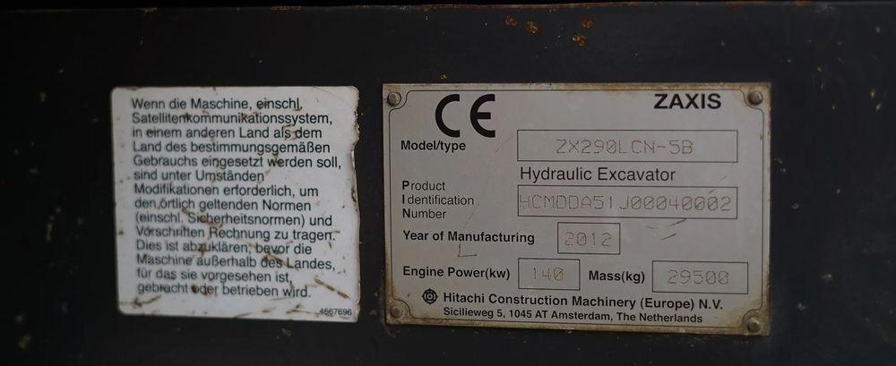 Pásové rýpadlo Hitachi ZX290LCN-5B: obrázek 9