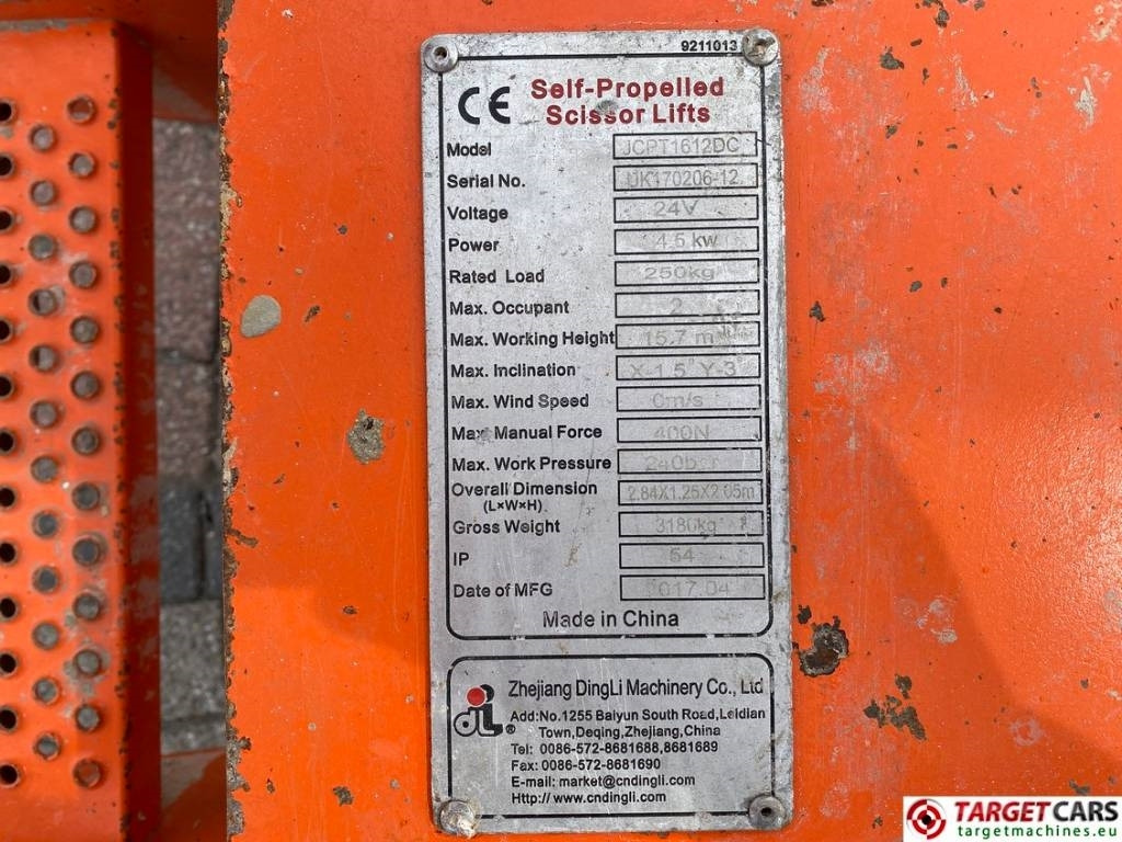 Nůžková plošina Dingli JCPT1612DC Electric Scissor Work Lift 1570cm: obrázek 10