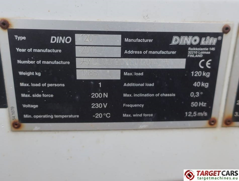 Teleskopická plošina Dino DinoLift 120T Telescopic Electric Boom Lift 1200cm: obrázek 10