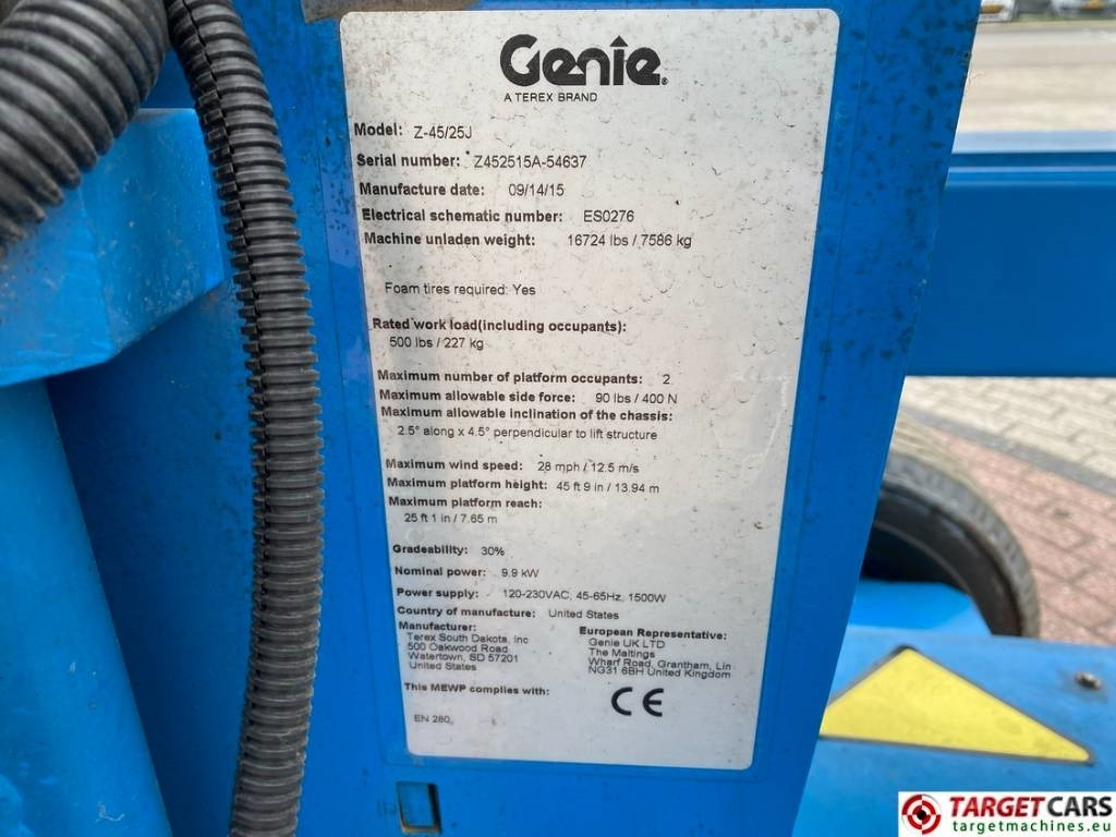 Kloubová plošina Genie Z-45/25J Articulated HyBrid Boom Work Lift 1594cm: obrázek 10