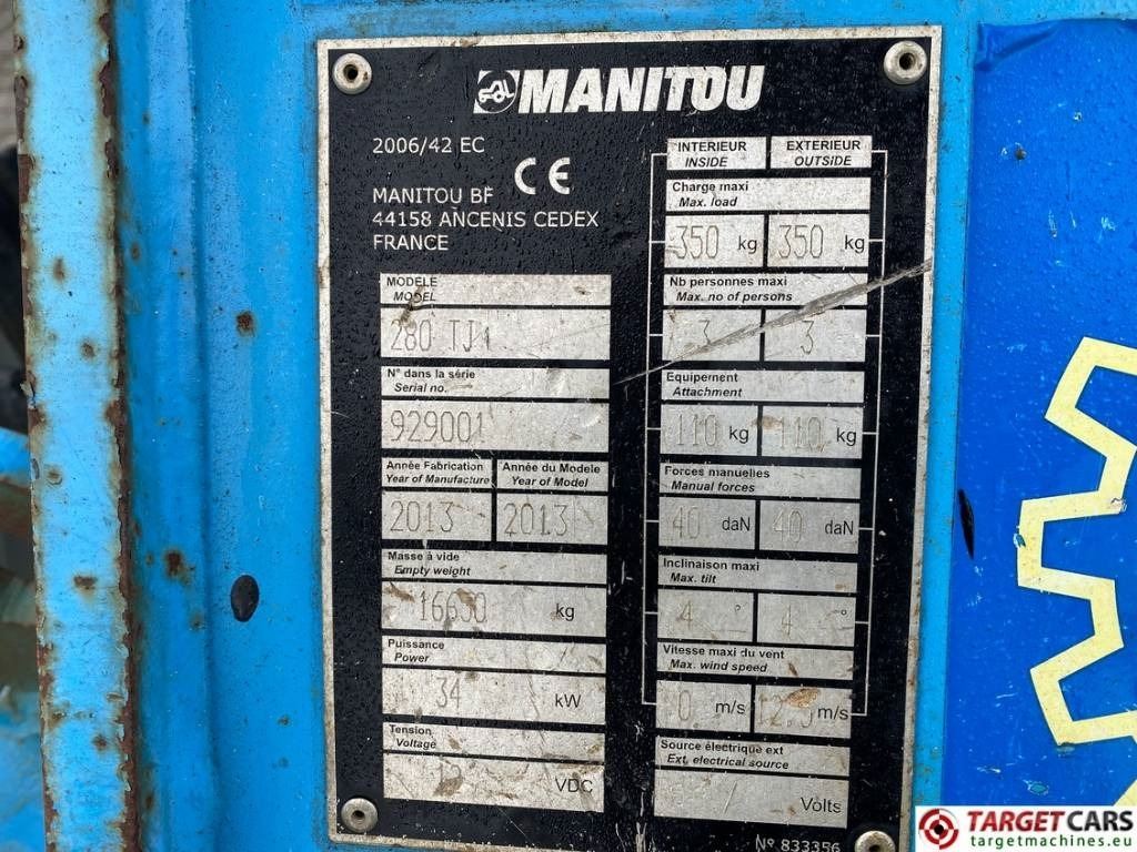 Teleskopická plošina Manitou 280TJ Telescopic 4x4x4 Diesel Boom WorkLift 2775cm: obrázek 10