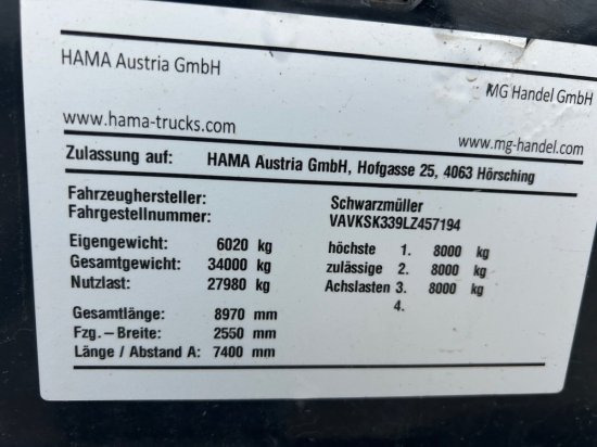 Sklápěcí návěs Schwarzmüller Kippmulde 25m³, SAF, Rollplane, Podest, HYVA: obrázek 15