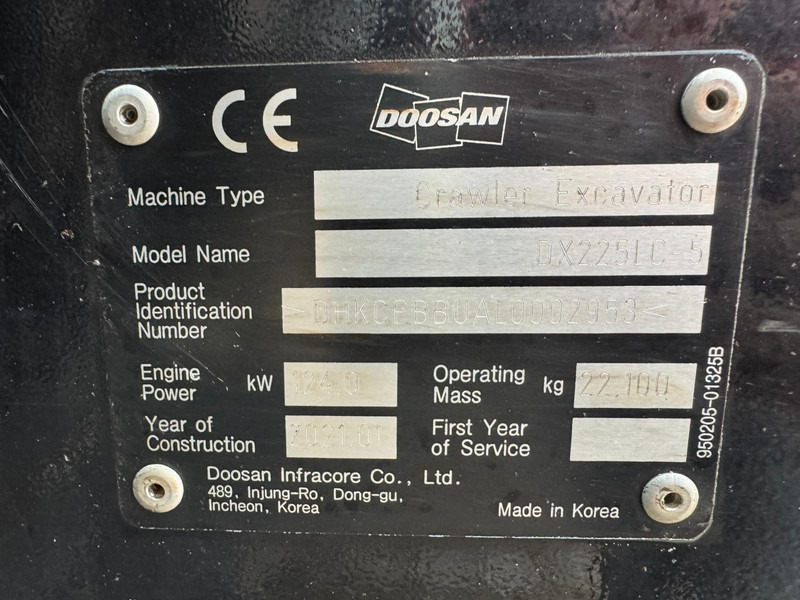 Pásové rýpadlo Doosan DX225LC-5: obrázek 16