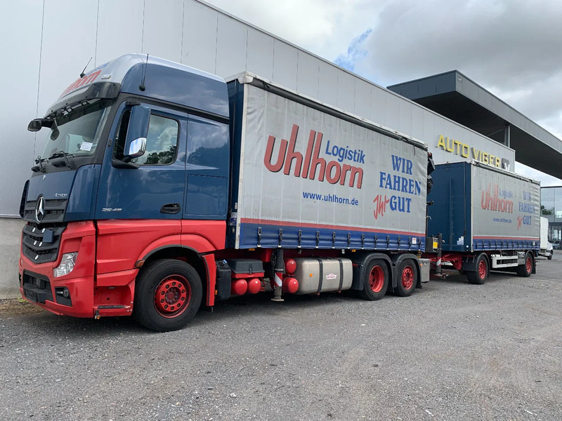 Mercedes-Benz Actros 2548 6X2 + Aanhanger*Palfinger crane*Cruise control*Airco* - Plachtový nákladní auto, Auto s hydraulickou rukou: obrázek 1 Mercedes-Benz Actros 2548 6X2 + Aanhanger*Palfinger crane*Cruise control*Airco* - Plachtový nákladní auto, Auto s hydraulickou rukou: obrázek 1