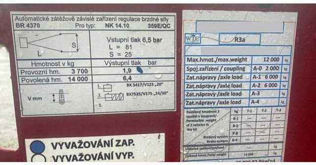 12T WTC - Portýr 10 (40 km/h) agro tandem - Hákový/ Ramenový nosič přívěs: obrázek 4 12T WTC - Portýr 10 (40 km/h) agro tandem - Hákový/ Ramenový nosič přívěs: obrázek 4