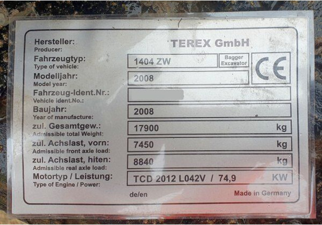 Atlas Terex 1404 ZW - Rýpadlo: obrázek 5 Atlas Terex 1404 ZW - Rýpadlo: obrázek 5