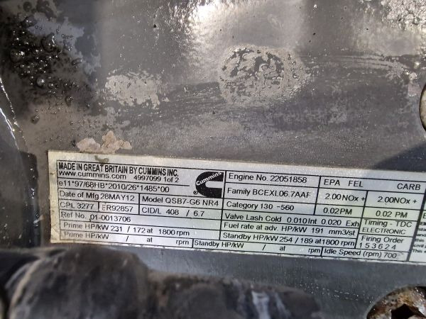 Cummins QSB7-G6 NR4 CPL3277 Engine (Plant) - Motor pro Stavební technika: obrázek 2 Cummins QSB7-G6 NR4 CPL3277 Engine (Plant) - Motor pro Stavební technika: obrázek 2