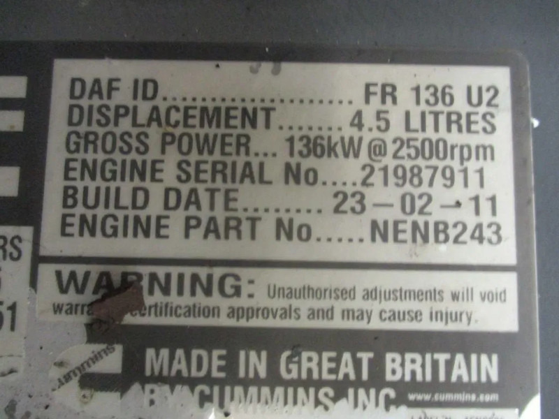 DAF 21987911 // 1700758// 1703163 // FR 136 U2 DAF LF MOTOR - Motor pro Nákladní auto: obrázek 5 DAF 21987911 // 1700758// 1703163 // FR 136 U2 DAF LF MOTOR - Motor pro Nákladní auto: obrázek 5