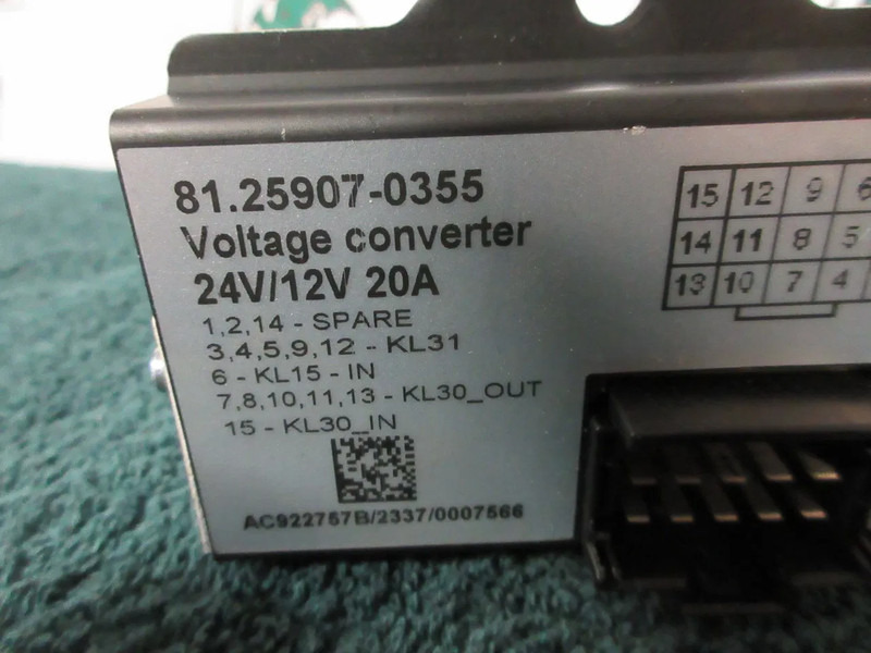 MAN 81.25907-0355 VOLTAGE CONVERTER MAT TGM EURO 6 - Elektrický systém pro Nákladní auto: obrázek 4 MAN 81.25907-0355 VOLTAGE CONVERTER MAT TGM EURO 6 - Elektrický systém pro Nákladní auto: obrázek 4