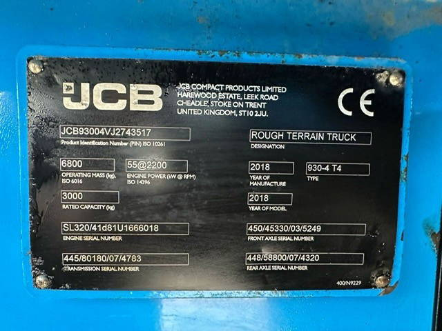 JCB 930-4 T4 - Vysokozdvižný vozík terénní: obrázek 3 JCB 930-4 T4 - Vysokozdvižný vozík terénní: obrázek 3