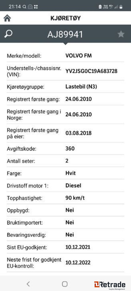 Nákladní automobil valníkový/ Plošinový, Auto s hydraulickou rukou 2010mod. VOLVO FM 400HK: obrázek 20 Nákladní automobil valníkový/ Plošinový, Auto s hydraulickou rukou 2010mod. VOLVO FM 400HK: obrázek 20