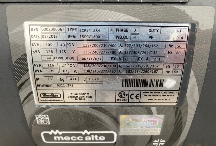 Diversen ECP34 2S4 - Iveco Engine,126kVA,New oils, filters, Mecc Alte ECP34 2S4 - Elektrický generátor: obrázek 4 Diversen ECP34 2S4 - Iveco Engine,126kVA,New oils, filters, Mecc Alte ECP34 2S4 - Elektrický generátor: obrázek 4