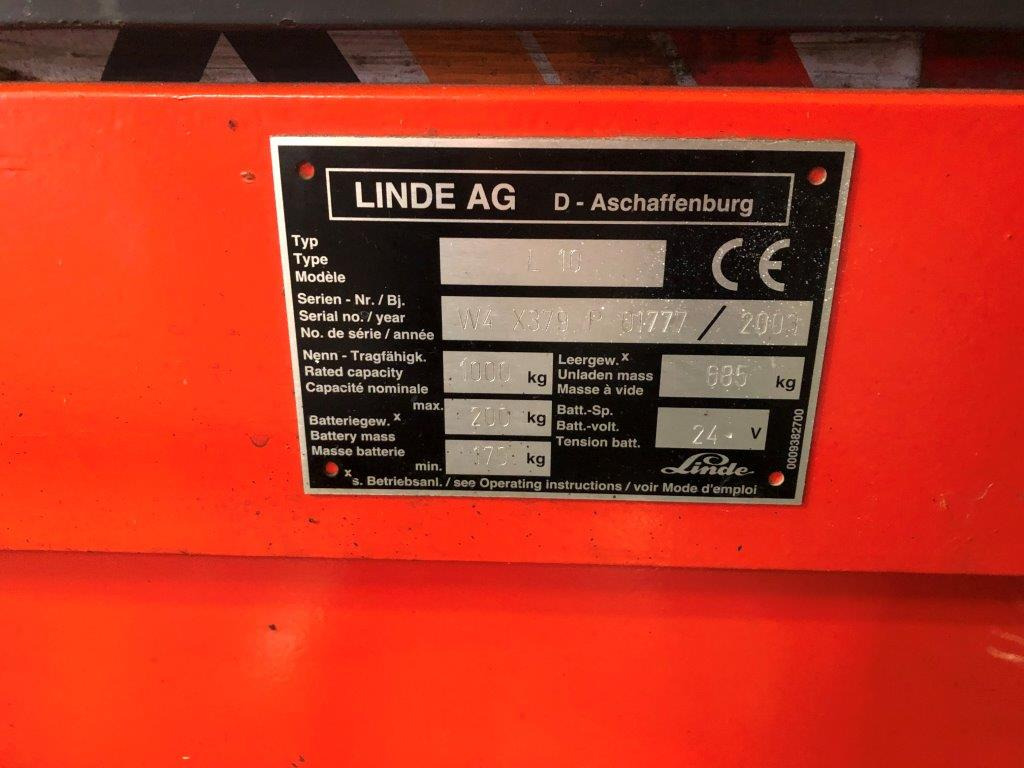 Ant Linde L 10 - high lift truck - stacker - electric pallet truck - pedestrian stacker - Stohovací vozík: obrázek 3 Ant Linde L 10 - high lift truck - stacker - electric pallet truck - pedestrian stacker - Stohovací vozík: obrázek 3