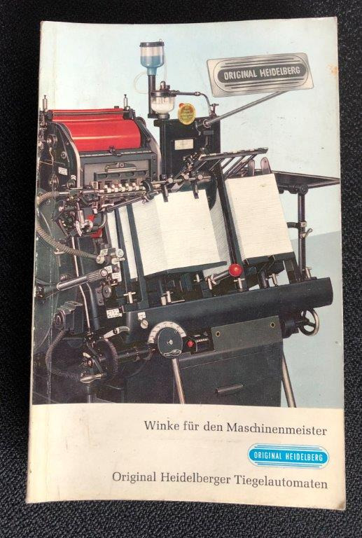 Heidelberg OHT Manual "Winke für den Maschinenmeister" (Hints for the Machine Operator) - Vázací stroj: obrázek 1 Heidelberg OHT Manual "Winke für den Maschinenmeister" (Hints for the Machine Operator) - Vázací stroj: obrázek 1
