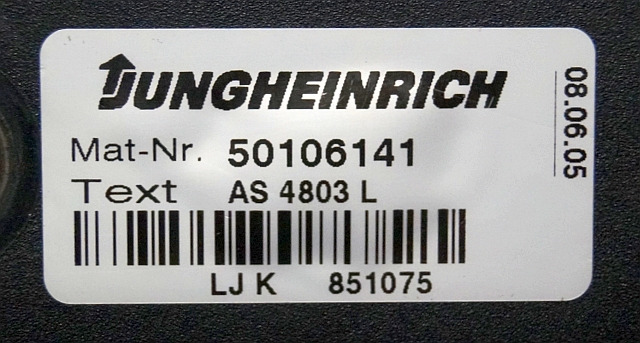 Jungheinrich 50106141 | Stuur regeling steering Controller AS4803 L for ETV214 - Řídicí blok pro Manipulační technika: obrázek 3 Jungheinrich 50106141 | Stuur regeling steering Controller AS4803 L for ETV214 - Řídicí blok pro Manipulační technika: obrázek 3