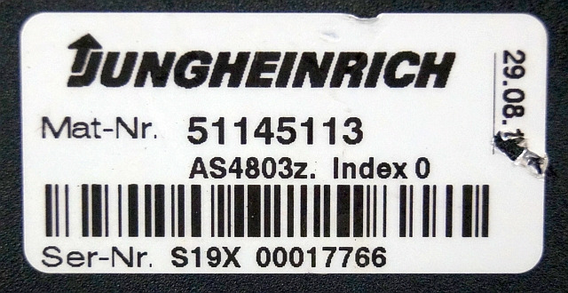 Jungheinrich 51145113 | Stuur regeling Controller AS4803 Z index O from ETV214 - Řídicí blok pro Manipulační technika: obrázek 3 Jungheinrich 51145113 | Stuur regeling Controller AS4803 Z index O from ETV214 - Řídicí blok pro Manipulační technika: obrázek 3