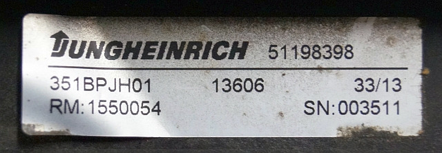 Jungheinrich 51198398 | Brake pedal 351BPJH01 13606 RM: 1550054 sn. 003511 - Elektrický systém pro Manipulační technika: obrázek 4 Jungheinrich 51198398 | Brake pedal 351BPJH01 13606 RM: 1550054 sn. 003511 - Elektrický systém pro Manipulační technika: obrázek 4