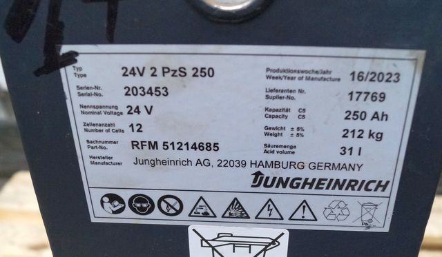 Jungheinrich unknown | Battery 24 2PZS250 year 2022 weight 212 kg sn. 203453 out - Akumulátor pro Manipulační technika: obrázek 3 Jungheinrich unknown | Battery 24 2PZS250 year 2022 weight 212 kg sn. 203453 out - Akumulátor pro Manipulační technika: obrázek 3