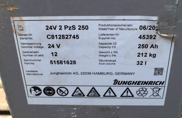 Jungheinrich unknown | Battery 24 2PZS250 year 2022 weight 212 kg sn. C8182745 o - Akumulátor pro Manipulační technika: obrázek 3 Jungheinrich unknown | Battery 24 2PZS250 year 2022 weight 212 kg sn. C8182745 o - Akumulátor pro Manipulační technika: obrázek 3