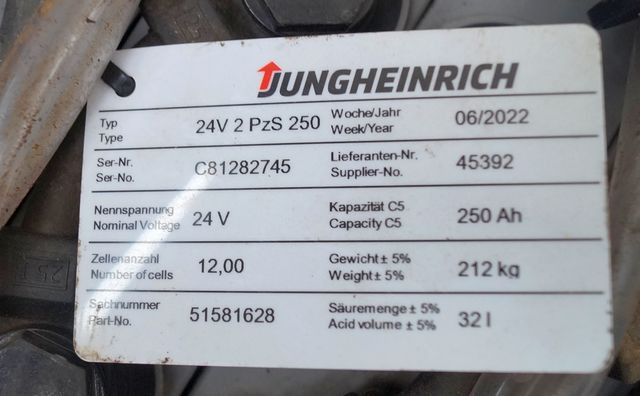 Jungheinrich unknown | Battery 24 2PZS250 year 2022 weight 212 kg sn. C8182745 o - Akumulátor pro Manipulační technika: obrázek 4 Jungheinrich unknown | Battery 24 2PZS250 year 2022 weight 212 kg sn. C8182745 o - Akumulátor pro Manipulační technika: obrázek 4
