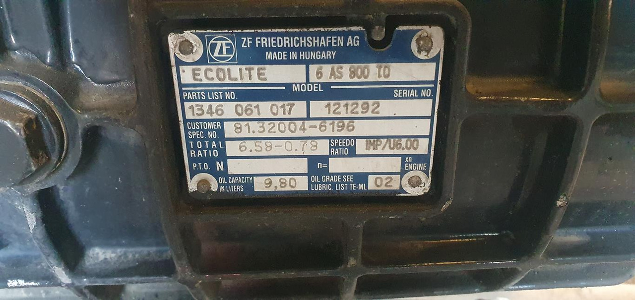 ZF ECOLITE 6 AS 800 TO - AUTOMATIC - Převodovka pro Nákladní auto: obrázek 5 ZF ECOLITE 6 AS 800 TO - AUTOMATIC - Převodovka pro Nákladní auto: obrázek 5