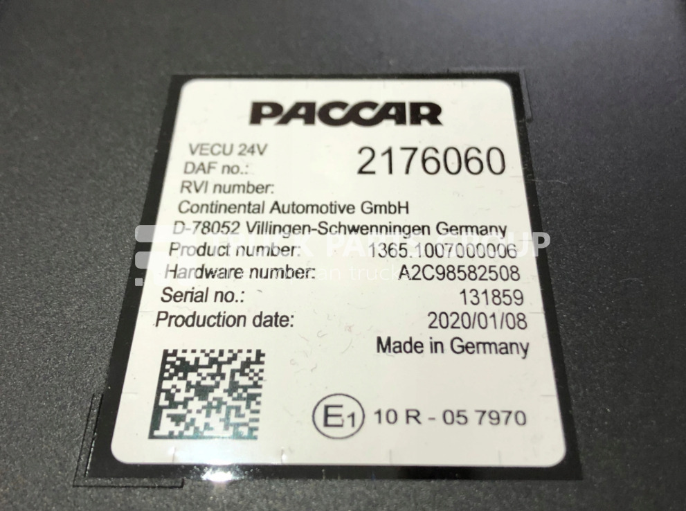 DAF XF, CF, 106, EURO6, EURO 6 emission VECU control unit, ECU, EDC, 2176060, 2034161, A2C98582508, 131859 by Paccar - Řídicí blok pro Nákladní auto: obrázek 1 DAF XF, CF, 106, EURO6, EURO 6 emission VECU control unit, ECU, EDC, 2176060, 2034161, A2C98582508, 131859 by Paccar - Řídicí blok pro Nákladní auto: obrázek 1