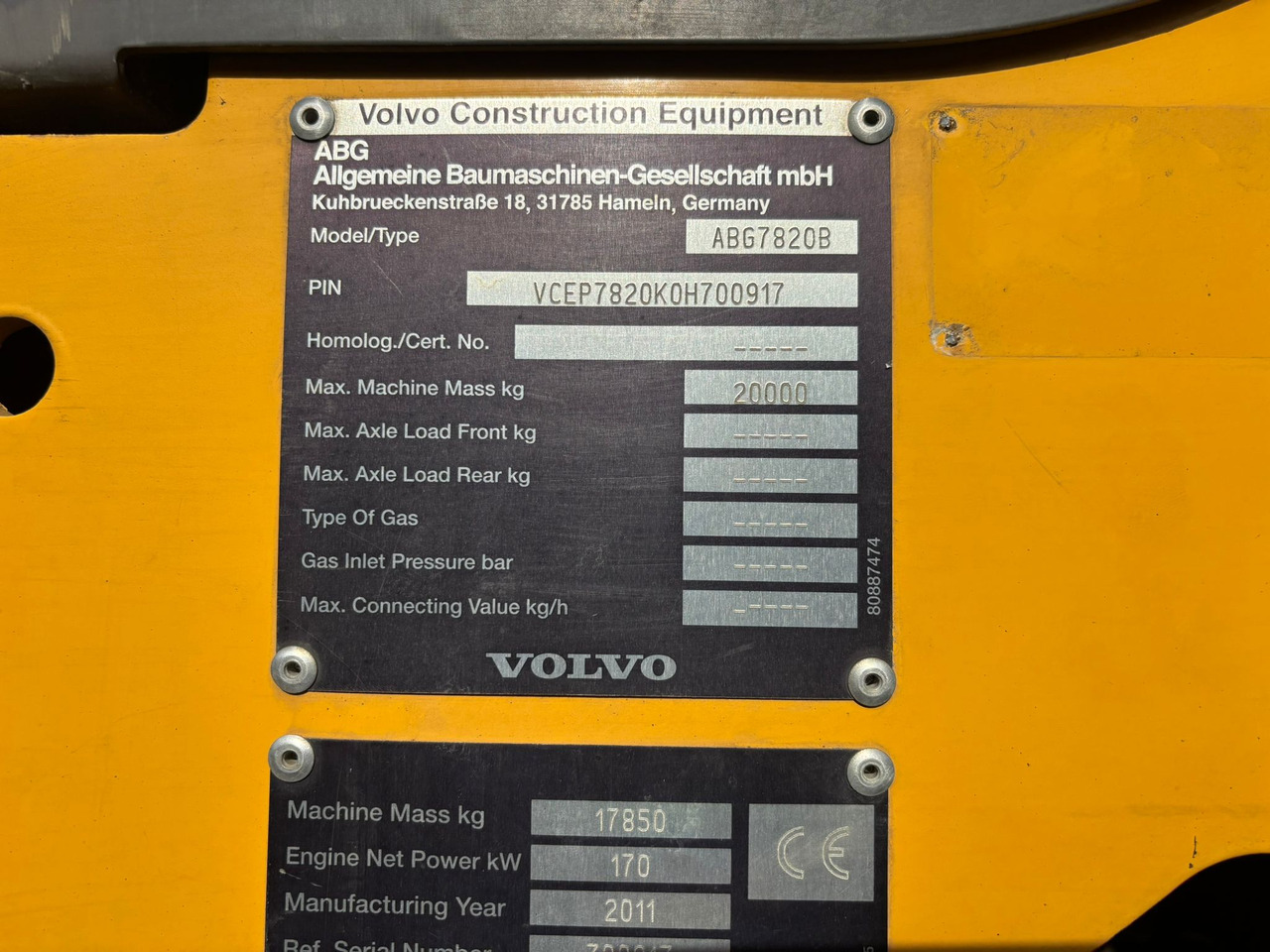 VOLVO ABG 7820B - Finišér: obrázek 4 VOLVO ABG 7820B - Finišér: obrázek 4