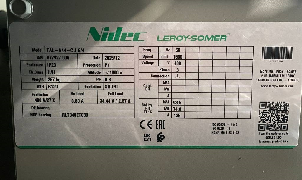 Nový Elektrický generátor Cummins 4BTA3.9-G11 - 88 kVA Generator - DPX-19834: obrázek 20 Nový Elektrický generátor Cummins 4BTA3.9-G11 - 88 kVA Generator - DPX-19834: obrázek 20