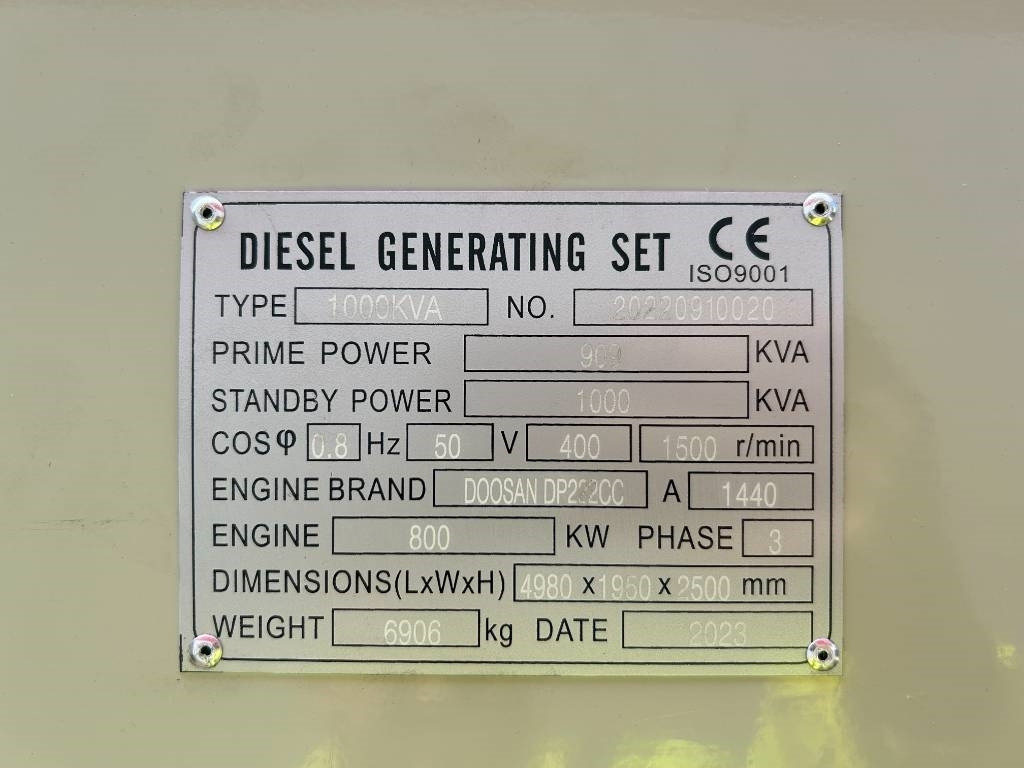 Doosan DP222CC - 1000 kVA Generator - DPX-19859 - Elektrický generátor: obrázek 4 Doosan DP222CC - 1000 kVA Generator - DPX-19859 - Elektrický generátor: obrázek 4