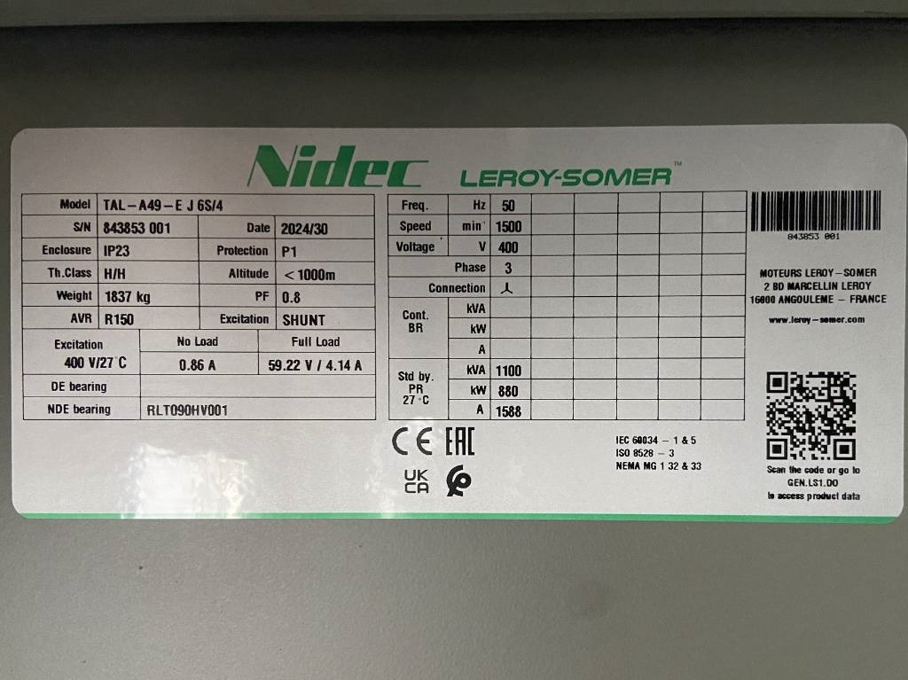 Nový Elektrický generátor Perkins 4008TAG2A - 1100 kVA Generator - DPX-19820: obrázek 14