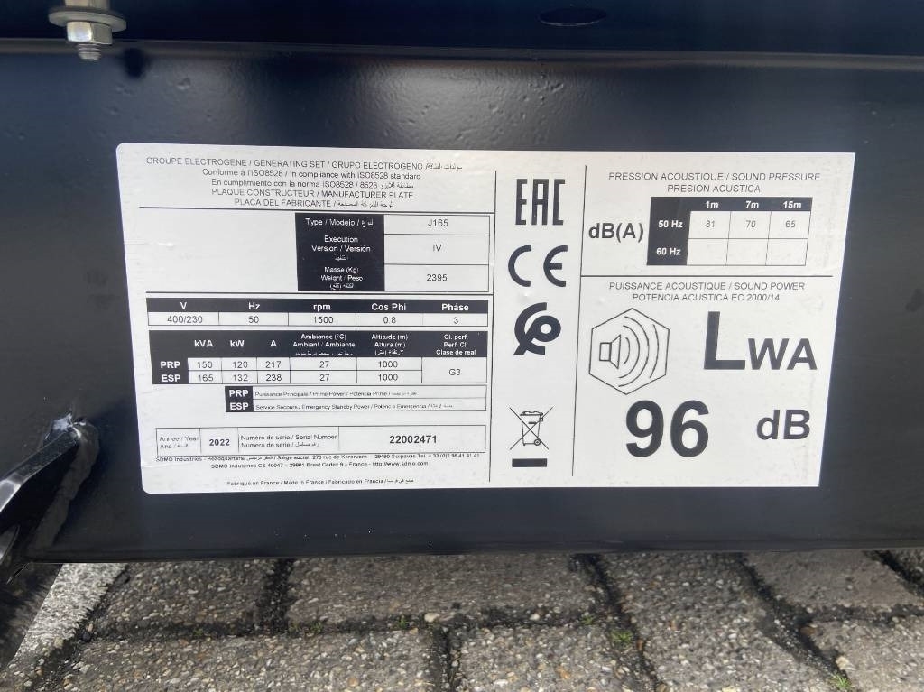 Sdmo J165 - 165 kVA Generator - DPX-17108 - Elektrický generátor: obrázek 4 Sdmo J165 - 165 kVA Generator - DPX-17108 - Elektrický generátor: obrázek 4