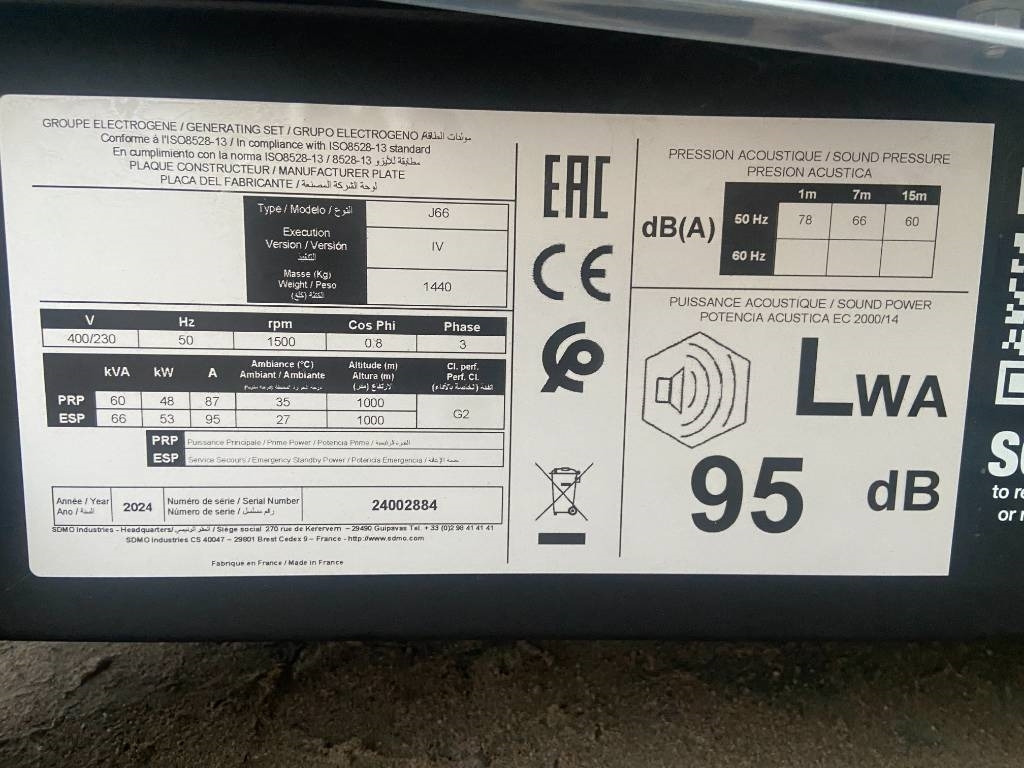 Sdmo J66 - 66 kVA Generator - DPX-17103 - Elektrický generátor: obrázek 4 Sdmo J66 - 66 kVA Generator - DPX-17103 - Elektrický generátor: obrázek 4