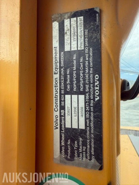 2005 Volvo L220E HJULLASTER - 15364 Timer - Kolový nakladač: obrázek 5 2005 Volvo L220E HJULLASTER - 15364 Timer - Kolový nakladač: obrázek 5