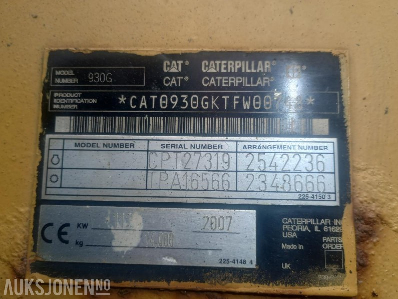 2007 Cat 950 G HJULLASTER - 6237 Timer - Kolový nakladač: obrázek 5 2007 Cat 950 G HJULLASTER - 6237 Timer - Kolový nakladač: obrázek 5