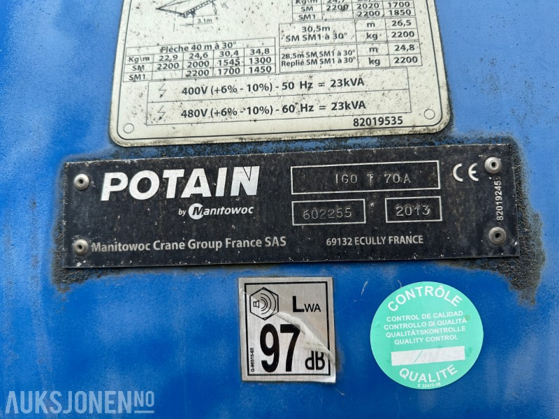 2013 - Potain IGO T70A - Selvreisende Byggekran - Jeřáb: obrázek 4 2013 - Potain IGO T70A - Selvreisende Byggekran - Jeřáb: obrázek 4